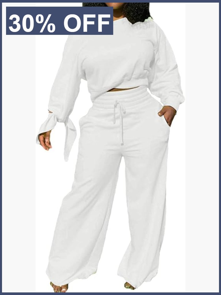 2 Piece Sweatsuit Set For Women Long Sleeve Jogging Pants Pockets